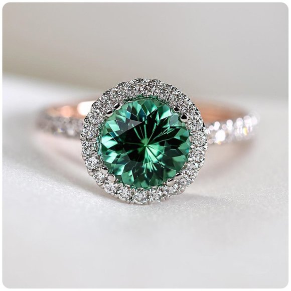 Noble Vintage Pure Green Zircon Beautiful Luxury Rings for Women, PD420 - Picture 2 of 6